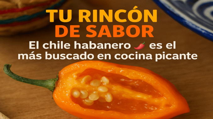 Chile Habanero Primer plano de chile habanero naranja partido, ingrediente popular en cocina picante mexicana y recetas tradicionales de Yucatán