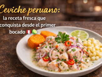 ceviche peruano casero con pescado fresco limón cebolla y cilantro